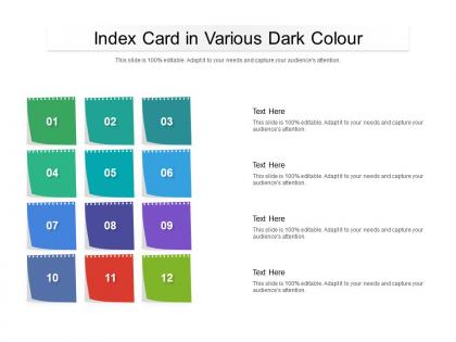 Index card in various dark colour