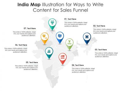 India map illustration for ways to write content for sales funnel infographic template