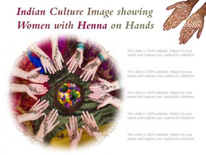 Indian culture image showing women with henna on hands