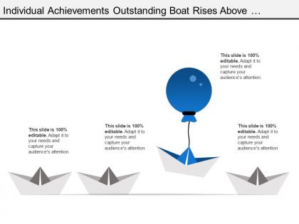 Individual achievements outstanding boat rises above with balloon