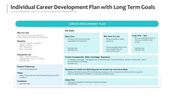 Individual career development plan with long term goals