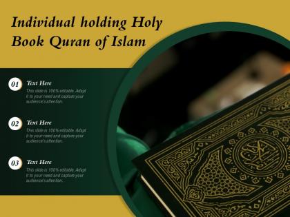 Individual holding holy book quran of islam