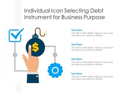 Individual icon selecting debt instrument for business purpose