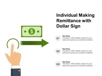 Individual making remittance with dollar sign