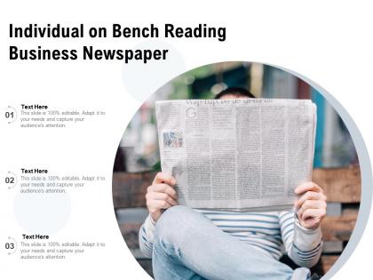 Individual on bench reading business newspaper