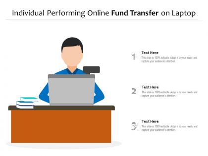 Individual performing online fund transfer on laptop