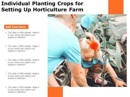 Individual planting crops for setting up horticulture farm