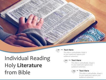Individual reading holy literature from bible