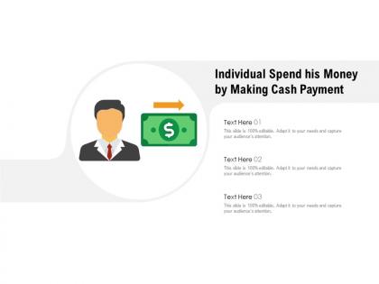Individual spend his money by making cash payment
