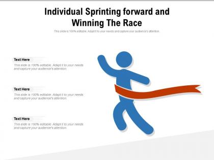 Individual sprinting forward and winning the race