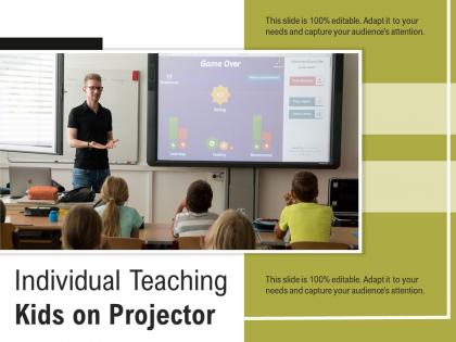 Individual teaching kids on projector