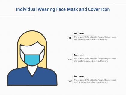 Individual wearing face mask and cover icon