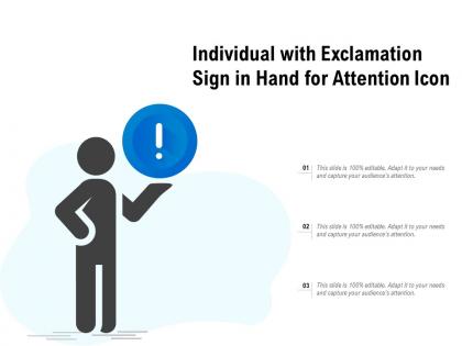 Individual with exclamation sign in hand for attention icon