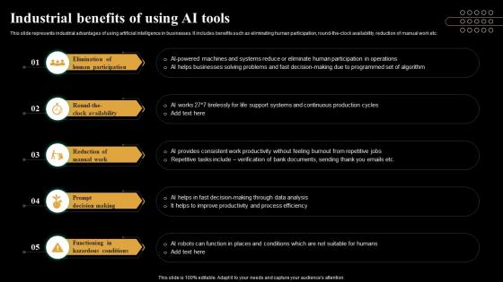 Industrial Benefits Of Using AI Tools Introduction And Use Of AI Tools In Different AI SS