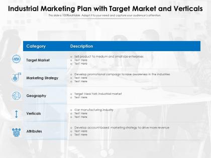 Industrial marketing plan with target market and verticals