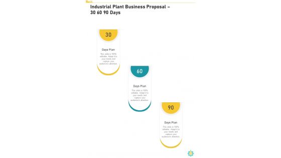 Industrial Plant Business Proposal 30 60 90 Days One Pager Sample Example Document