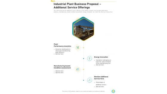 Industrial Plant Business Proposal Additional Service Offerings One Pager Sample Example Document