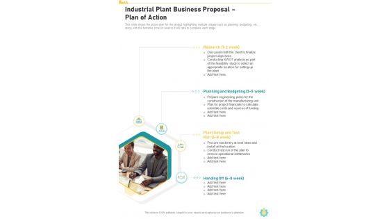 Industrial Plant Business Proposal Plan Of Action One Pager Sample Example Document