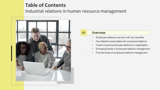 Industrial Relations In Human Resource Table Of Content