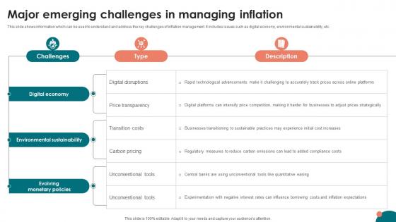 Inflation Strategies A Comprehensive Major Emerging Challenges In Managing Inflation Fin SS V