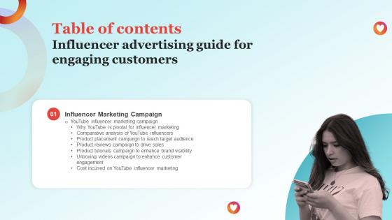 Influencer Advertising Guide For Engaging Customers Table Of Contents Strategy SS V