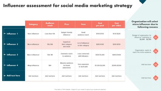 Influencer Assessment For Social Media Strategies To Improve Brand And Capture Market Share