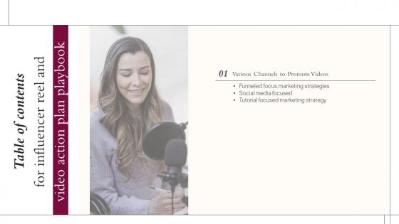 Influencer Reel And Video Action Plan Playbook Table Of Contents