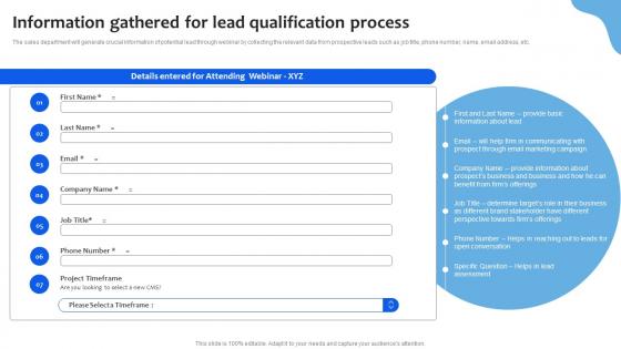 Information Gathered For Lead Qualification Process Chanel Sales Pipeline Management