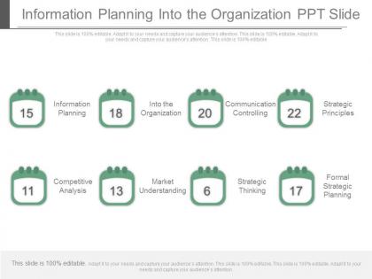 Information planning into the organization ppt slide