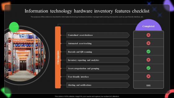 Information Technology Hardware Inventory Features Checklist