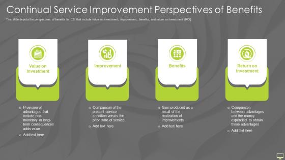 Information Technology Infrastructure Continual Service Improvement Perspectives Benefits