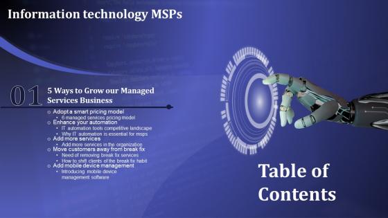 Information Technology MSPS Table Of Contents Information Technology MSPS