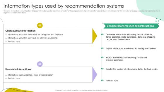 Information Types Used By Recommendation Systems Ppt Infographics Influencers