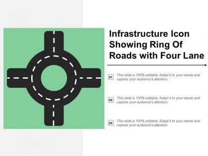 Infrastructure icon showing ring of roads with four lane