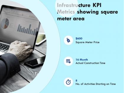 Infrastructure kpi metrics showing square meter area construction ppt powerpoint presentation brochure