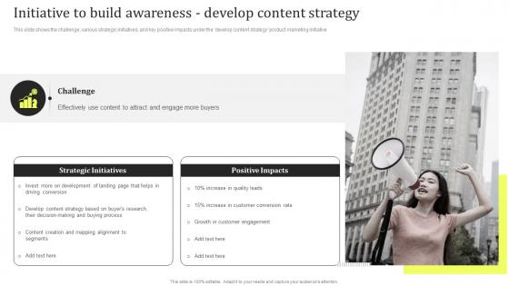 Initiative To Build Awareness Develop Content Product Promotion And Awareness Initiatives