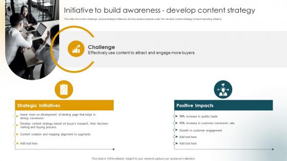 Initiative To Build Awareness Develop Content Strategy Customer Acquisition Strategies Increase Sales