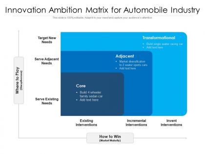 Innovation ambition matrix for automobile industry