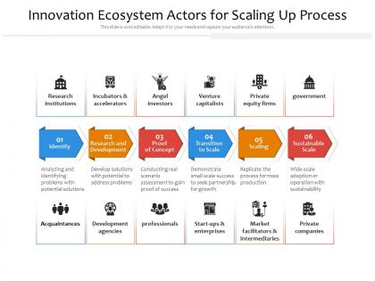 Innovation ecosystem actors for scaling up process