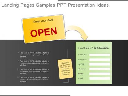Innovative landing pages samples ppt presentation ideas