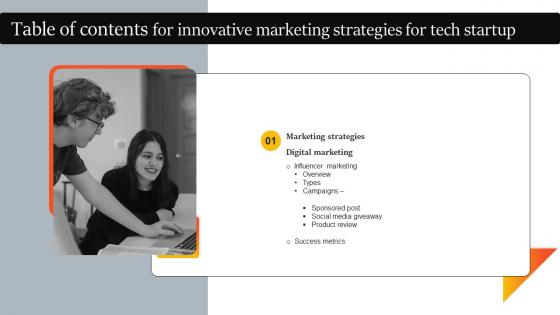 Innovative Marketing Strategies For Tech Startup Table Of Content Strategy SS V