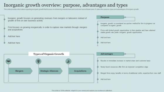 Inorganic Growth Overview Purpose Advantages Critical Initiatives To Deploy Successful Business