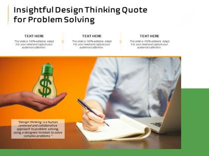 Insightful design thinking quote for problem solving