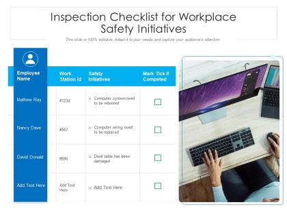 Inspection checklist for workplace safety initiatives