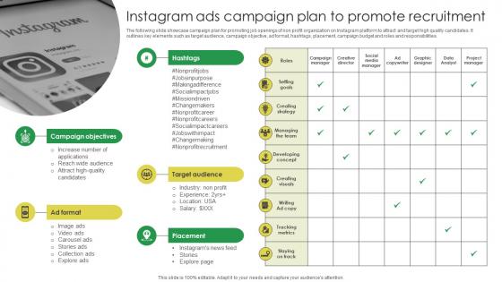 Instagram Ads Campaign Plan To Promote Recruitment Marketing Strategies For Job Promotion Strategy SS V