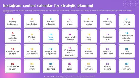 Instagram Content Calendar For Strategic Planning