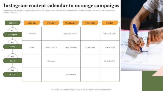 Instagram Content Calendar To Manage Campaigns