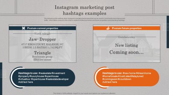 Instagram Marketing Post Hashtags Examples Real Estate Promotional Techniques To Engage MKT SS V