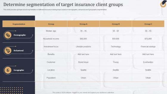 Insurance Agency Marketing Plan Determine Segmentation Of Target Insurance Client Groups