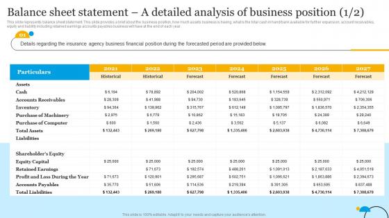 Insurance Business Plan Balance Sheet Statement A Detailed Analysis Of Business Position BP SS